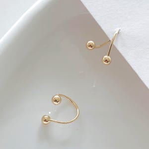 14k U자 트위스트 피어싱 심플한 금 볼 피어싱
