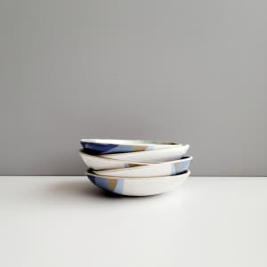 [현아트] 손으로 빚은 청색 물결무늬 나눔접시 과일볼 캔디볼 (구성 1pc)