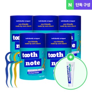 투스노트 덴탈 민트 개별 포장 일회용 치실 Y형, 45개입, 5개
