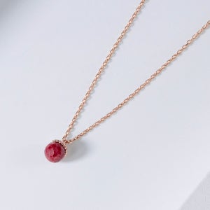 14k 브리올렛 루비 목걸이(천연석) / 탄생석 원석 펜던트 생일 선물 유색보석