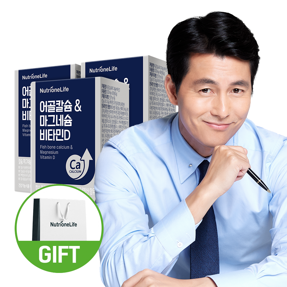 뉴트리원 정우성 <b>어골 칼슘 마그네슘 비타민D</b> 60캡슐, 3개