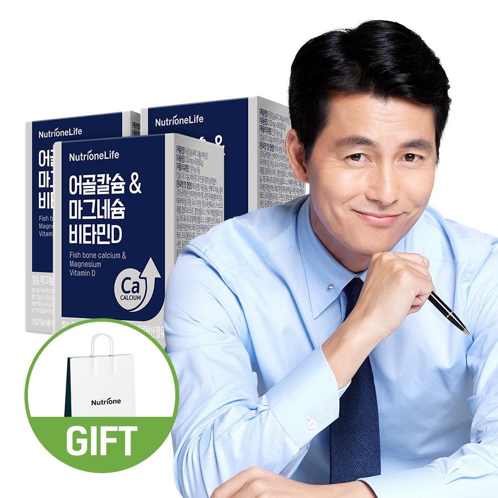 뉴트리원 정우성 어골 <b>칼슘 마그네슘</b> 비타민D 60<b>캡슐</b>, 3개