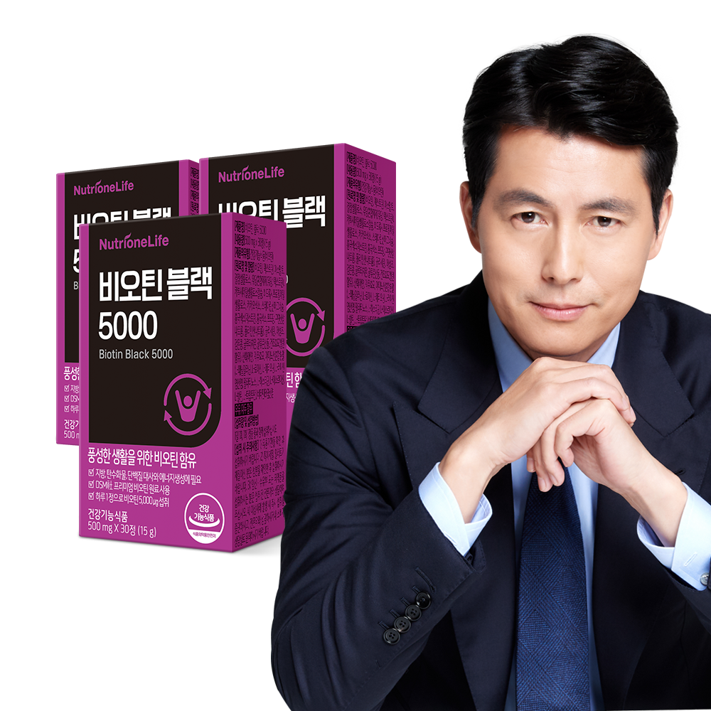뉴트리원 정우성 <b>비오틴 블랙 5000</b> 30캡슐, 3개