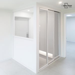 슬림3연동파티션 / 투명강화유리 / ㄱ자 현관 인테리어 미닫이 중문