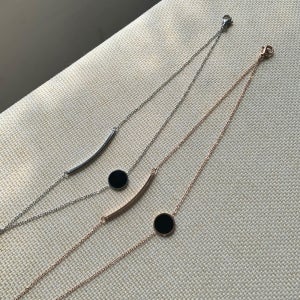 써지컬스틸 오닉스 레이어드 이중 두줄 발찌