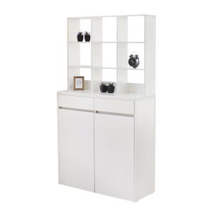 E0자재 중문 파티션 신발장 1000x363x1801, 4단, 서랍형 화이트세트 (ST9814)