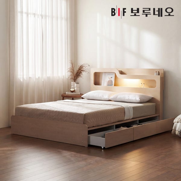 보루네오 프라임 LED 슈퍼싱글 침대 프레임 본넬 매트리스
