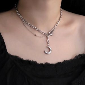 달 볼드 체인 초커 써지컬스틸 목걸이