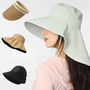 여성 프릴 와이어 자외선차단 헬렌 썬캡 모자 프라햇 린넨 여자 창모자