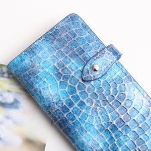 아이폰SE2 2020 지갑형 천연소가죽 마블크로커 수제 핸드폰케이스