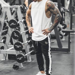 빅오샵 CK 트레이닝 팬츠 바지 2컬러 조거 밑단 지퍼 남자 피트니스 헬스 머슬핏