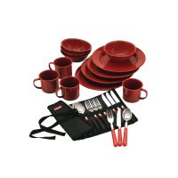 콜맨코펠 콜맨식기 세트 24 Piece Enamel Dinnerwere Set Red