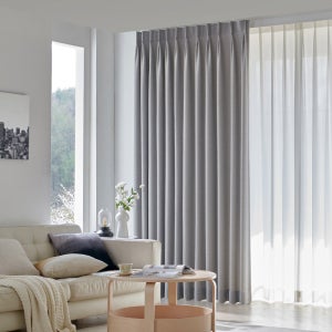 [작은방세트] 나비주름 암막커튼 4장+쉬폰 속커튼 4장 SET 두배주름 핀형(이중커튼레일)