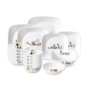 코렐 스누피더홈 한국형 4인 16P 사각 샐러드홈세트 / 그릇추천 결혼선물 이사 집들이 신혼 캐릭터접시 키덜트