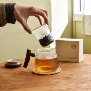 부부티 호두나무 티머그 440ml ㅡ 내열유리 티팟 티포트세트 차주전자