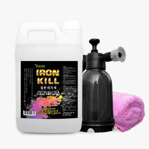 가우디 아이언킬 자동차 철분제거제 4리터+압축분무기 2리터+타월세트 프리워시녹제거제