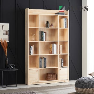 [지베스] 로우나비 미송 원목 6단 책장 1200 (도어형)