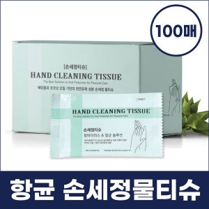 에탄올함유 항균 손세정티슈 휴대용 개별포장100매 손소독물티슈