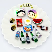 술 LED 소주 맥주 라면 지비츠 호환 불들어오는 실내화 슬리퍼 클로그 꾸미기 파츠 참 세트 14p