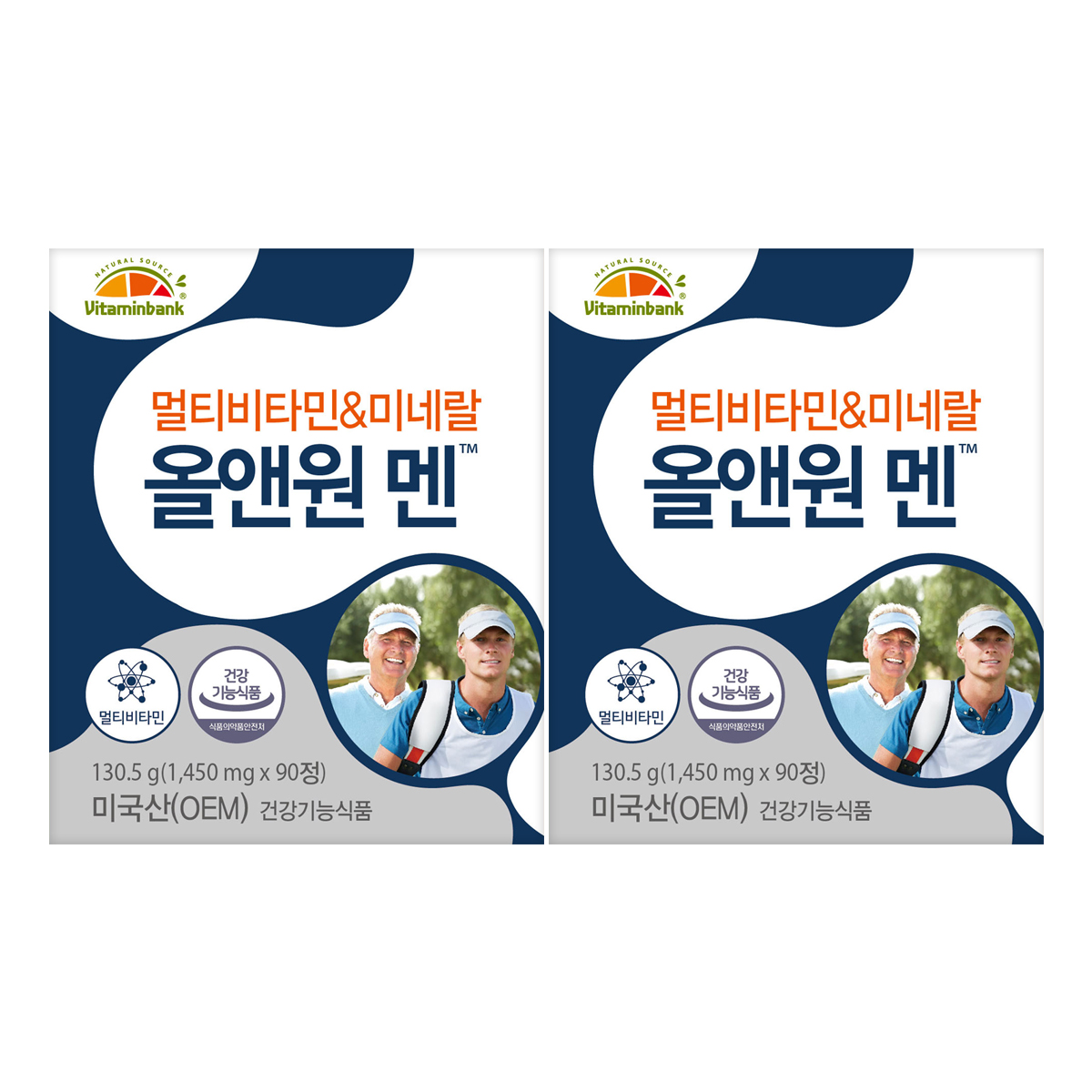 [<b>비타민뱅크</b>] 남성 멀티비타민 미네랄 올앤원 맨 60정 2박스 4개월분