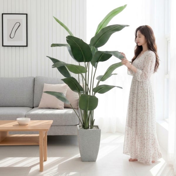 꾸민뜰 고급 대형 조화 나무 카페 인테리어 인조나무 화분 극락조 120cm