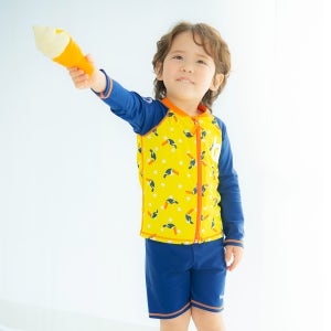 BAY-B 유아 아동 남아 투칸 집업 래쉬가드세트+수영모 쓰리피스 실내 아기수영복