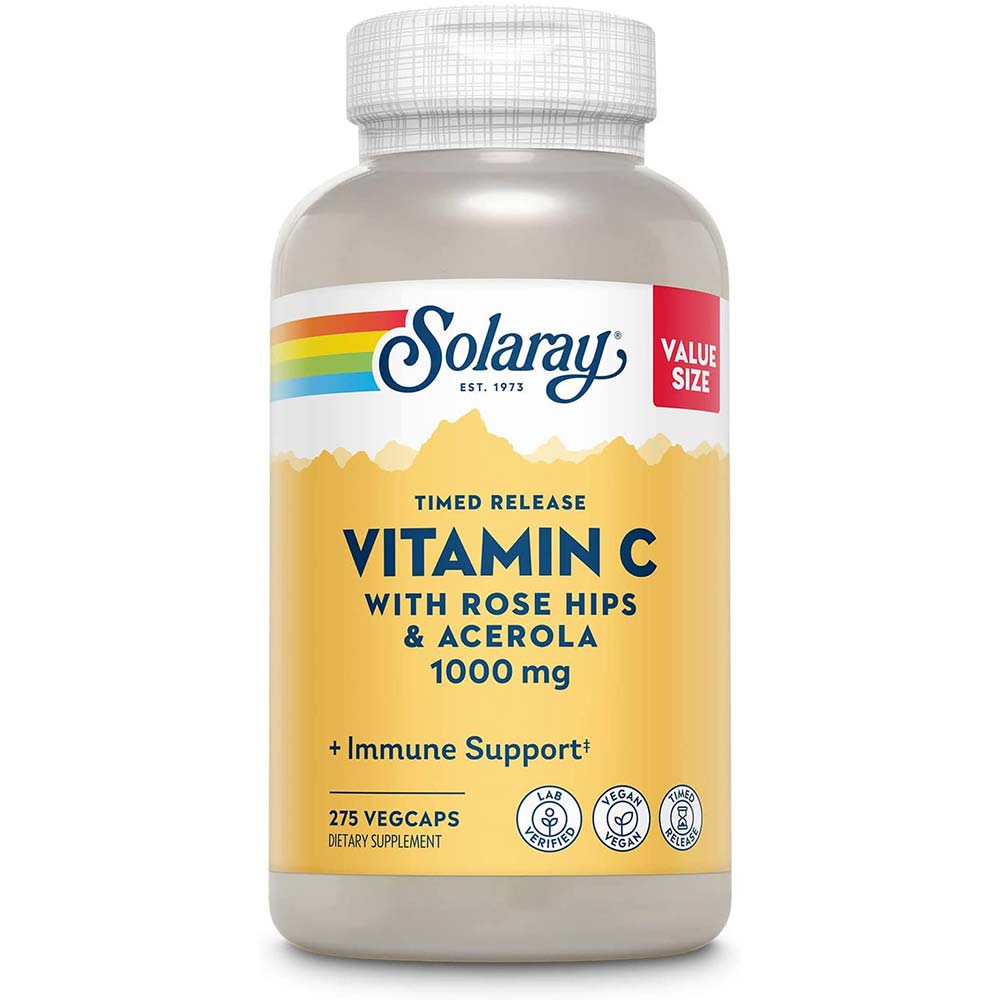 Solaray Timed-Release Vitamin C 솔라레이 비타민C with 로즈힙 &amp; 아세로라 1000mg 275캡슐