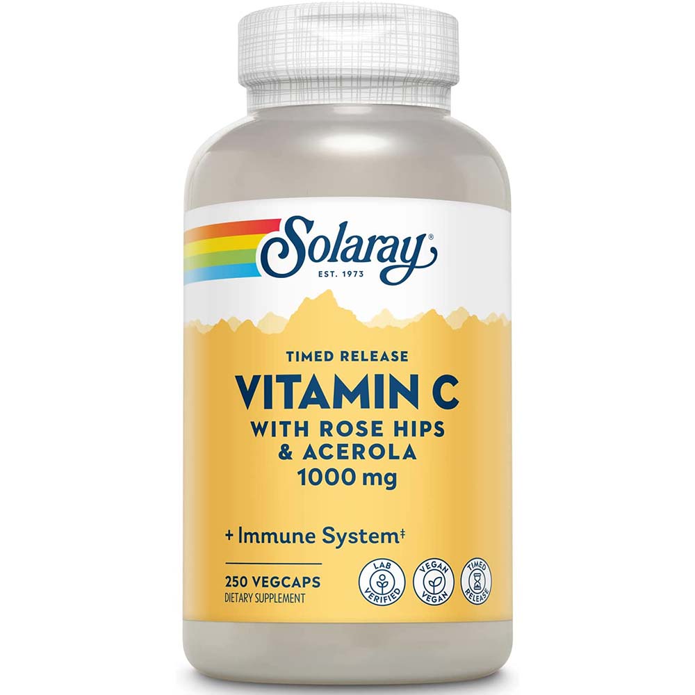Solaray Timed-Release Vitamin C 솔라레이 비타민C with 로즈힙 &amp; 아세로라 1000mg 250캡슐
