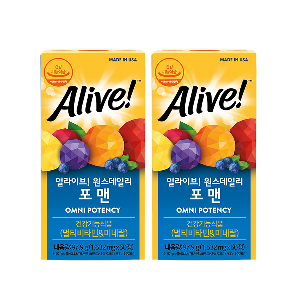 얼라이브 원스데일리 포 맨 종합멀티비타민 1,632mg 60정 2병