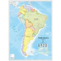 남아메리카지도 한글영문 코팅 - 남미 브라질 여행 세계전도 포스터