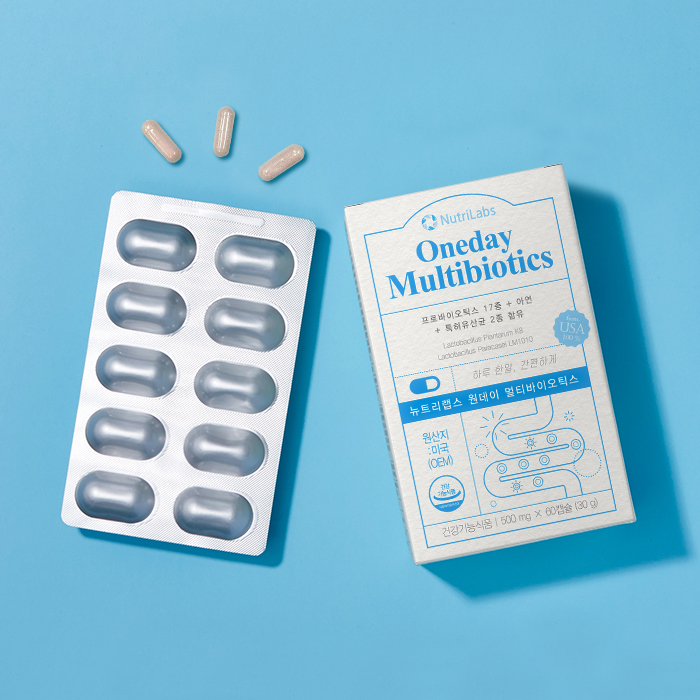 원데이 멀티바이오틱스 60캡슐 2개월분 생유산균 17종 특허균 함유 100억 보장 장 건강