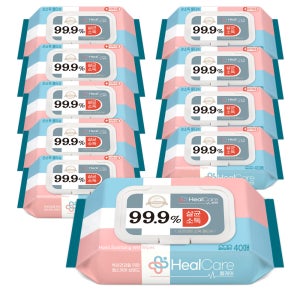 소확행몰 헬케어 프리미엄 손소독티슈 소독용 물티슈 캡형 40매, 10개