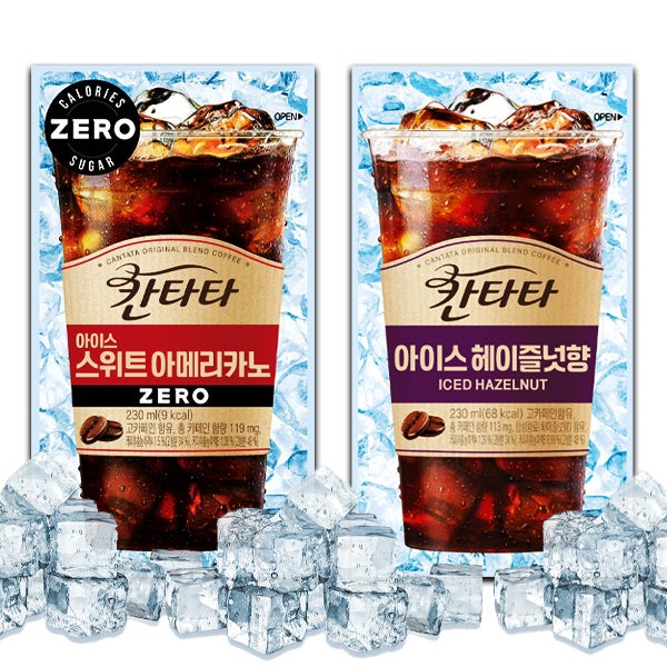 칸타타 아이스 파우치 스위트 아메리카노 헤이즐넛 각10팩 20팩세트 편의점 액상 커피