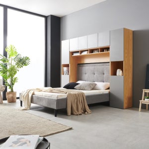 모노 월플렉스 시스템 수납침대세트 퀸침대 패브릭침대 평상형침대 수납장 옷장 이불장