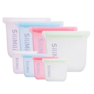 [실리밀리] 오리지널 스탠딩 실리콘지퍼백 200ml X 4p + 2000ml X 4p 8종 (열탕,냉동,전자레인지)
