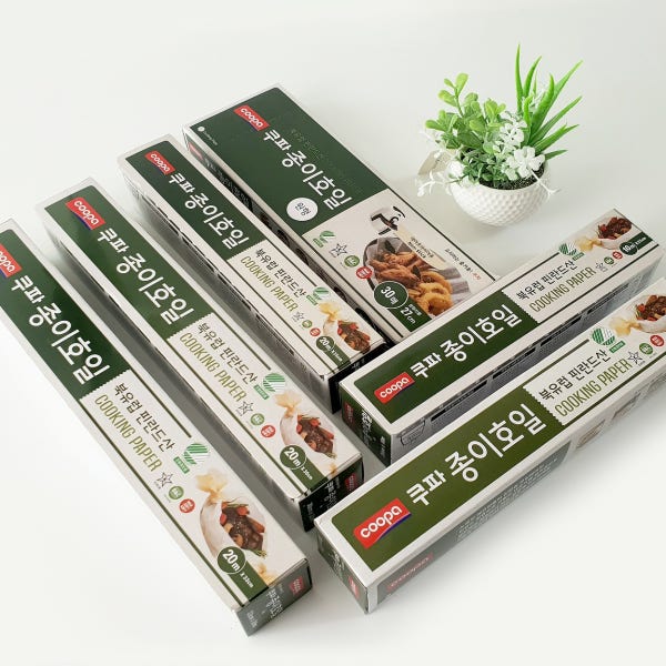 쿠파 종이호일 30cm x 50m 2개 / 에어프라이어 종이호일 원형