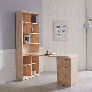 h형 원목책상 서재 학생 1인 서랍 선반 책상 책장책상세트