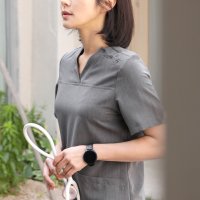 [메디린] [WOMEN/수술복] 저자극 코튼 v넥 스크럽복 그레이 여