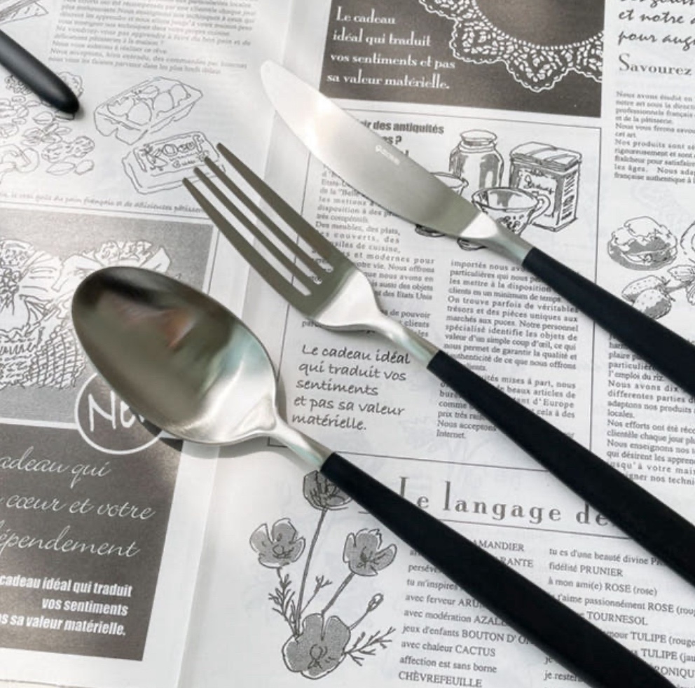 골든벨 블랙실버 수저세트 커트러리 디저트 스푼 포크 나이프