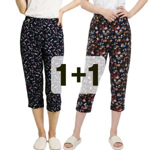 1+1 꽃 아이스 7부 쿨바지 냉장고바지 여자 빅사이즈 홈웨어 여름 팬츠 몸빼 일바지 잠옷