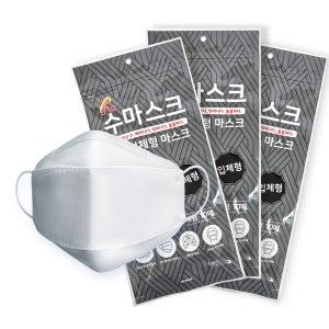 국산 3D 입체형 수 마스크 대형 100매 화이트