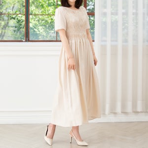 [특가세일/원가이하] 여름 플레어 스모크 쿨 냉장고 롱 원피스 (비엔나)