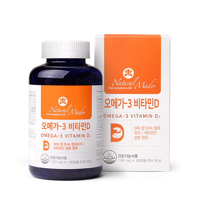 <b>네츄럴메이드 오메가3</b> 비타민D 180캡슐