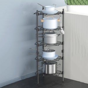 냄비 정리대 후라이팬 거치대 2 3 4 5단 블랙 철재 주방용품