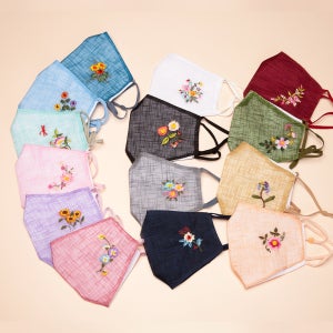 고급 모시 면 전통 꽃자수 빨아쓰는 3D 입체 웨딩 혼주 결혼식 필터교체 패션 마스크