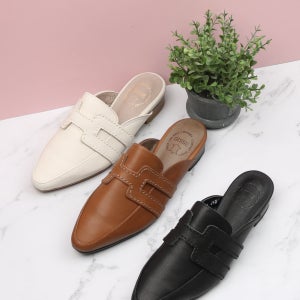 지쎄천연양가죽 여성수제화 블로퍼 샌들 2cm 국내생산 뮬 슬리퍼3color