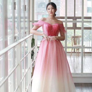 그라데이션레드(S~XL코르셋)드레스 파티 이브닝 연주회 2부 피로연