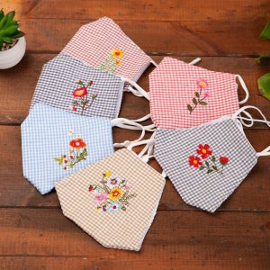 고급 체크 순면 모시 전통 꽃자수 빨아쓰는 3D 입체 웨딩 혼주 한복 결혼식 패션 마스크