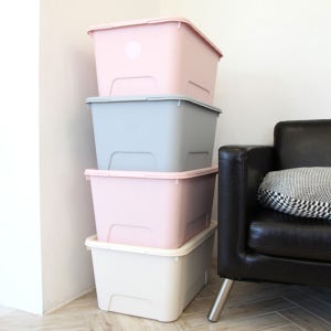 파스텔 수납 옷 정리 보관함 리빙박스 56L 4개