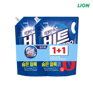 LION 때가 쏙 비트 액체세제 일반용 리필 1.55L(1.6kg) X 2개 디톡스 세탁세제